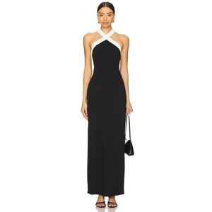 New superdown Laurien Cross Front Dress in Black Maxi White Backless Gown XS